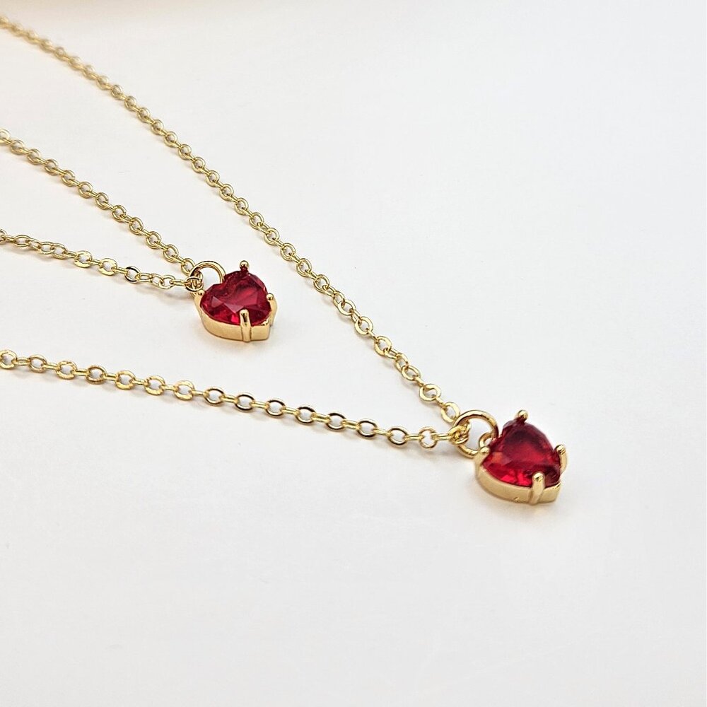 VALENTINE SALE!! Double Strand Red Zirconia on Gold Filled Chain Necklace--NWT - Picture 1 of 5